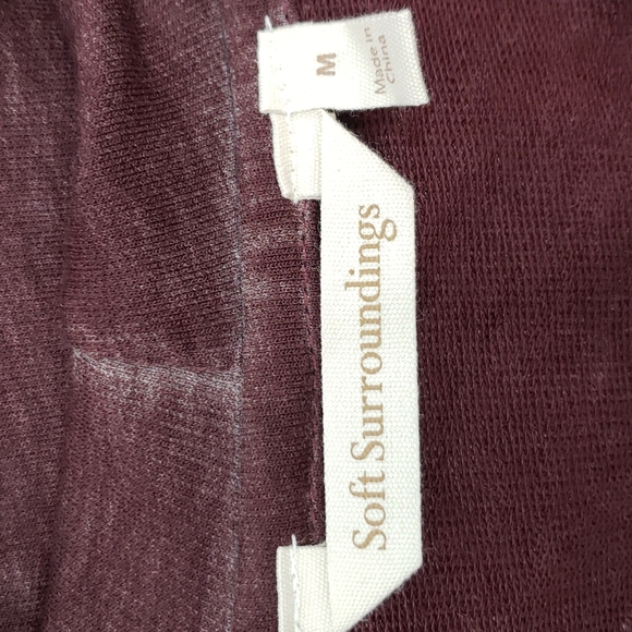 Soft Surroundings Long Hooded Cozy Wine Red Open Front Cardigan Sweater - Picture 9 of 10